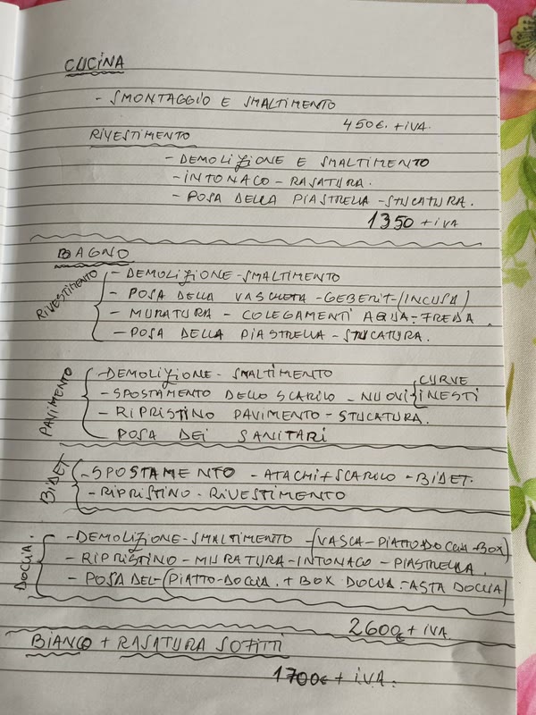 Preventivo scritto a mano