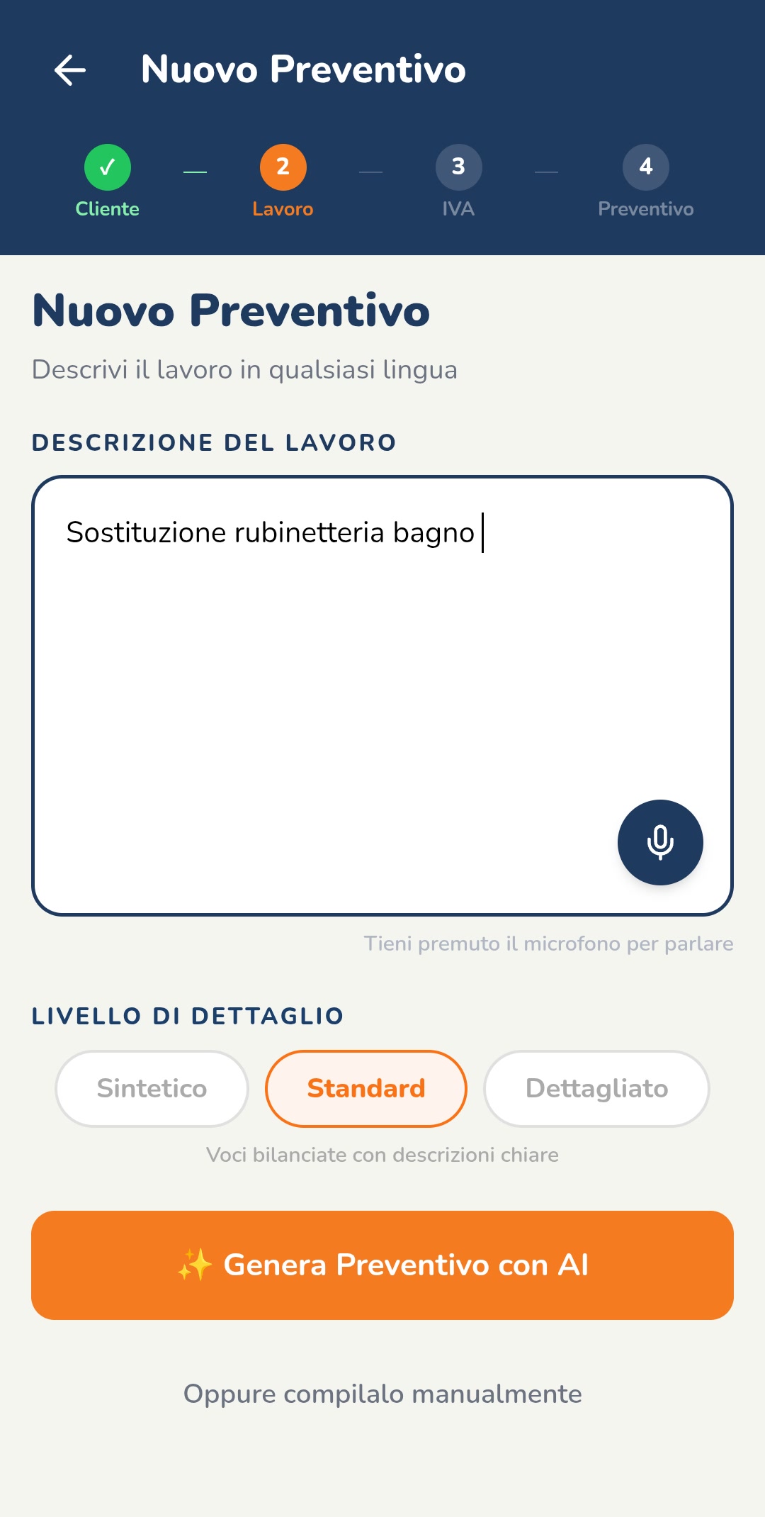 Scrivi la descrizione del lavoro